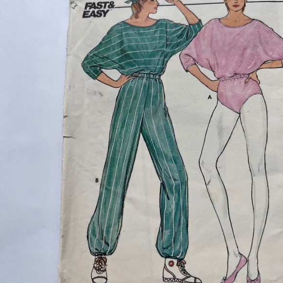 Vintage Butterick Sewing 4930 Jumpsuit Bodysuit Sz 8 10 12 Pattern 80s Fast Easy - Picture 2 of 5